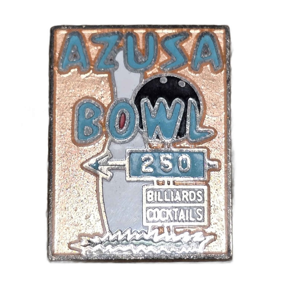 Vintage Azusa Bowl Billiards And Cocktails 250 Achievement Lapel Hat Pin H8